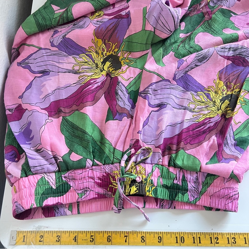 Express High Waisted Floral Pull On Wide Leg Pant Pink Size S NWOT - Picture 11 of 16